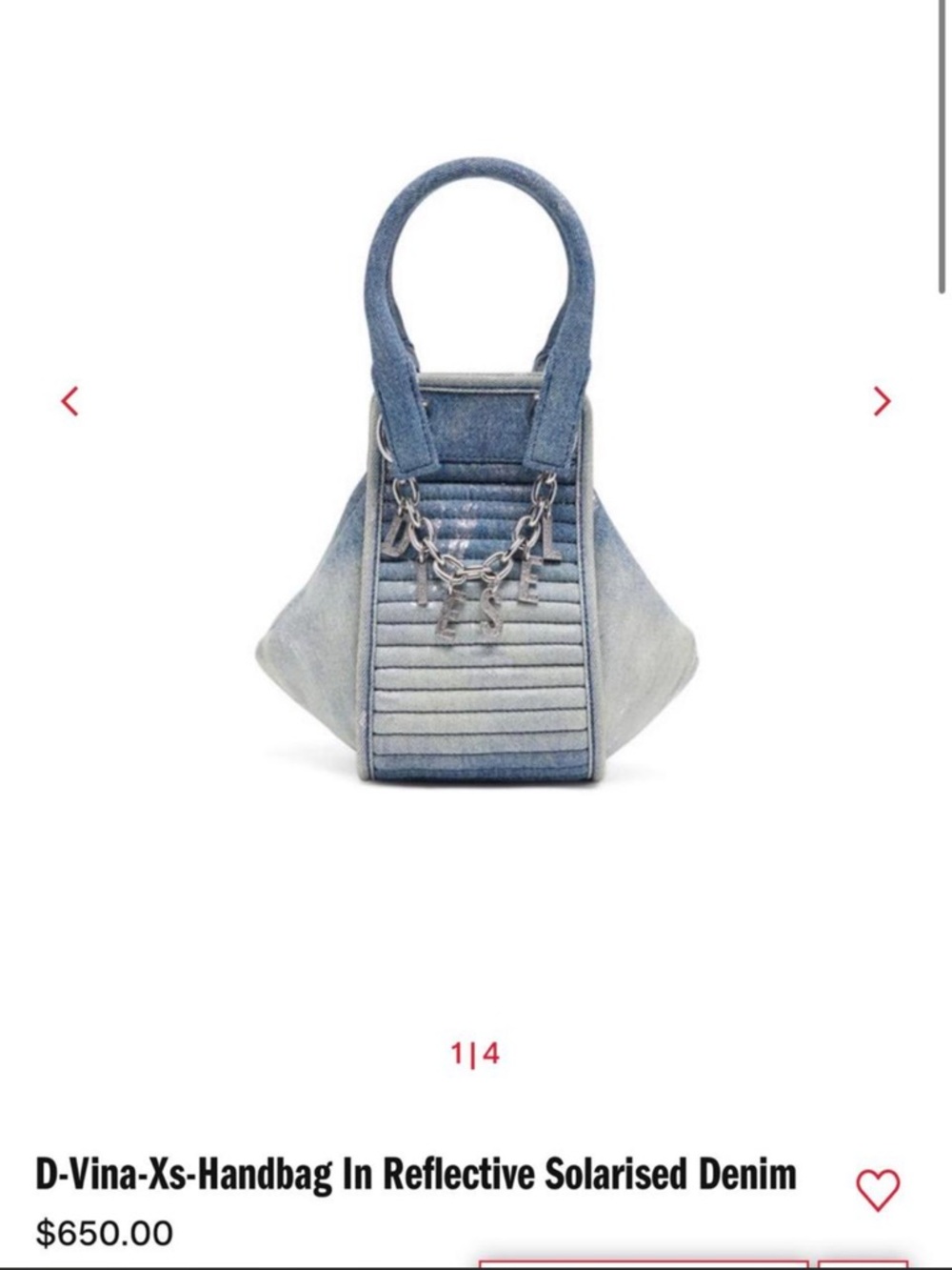 Diesel Reflective Solarised Denim Mini Top-Handle Bag - Blue